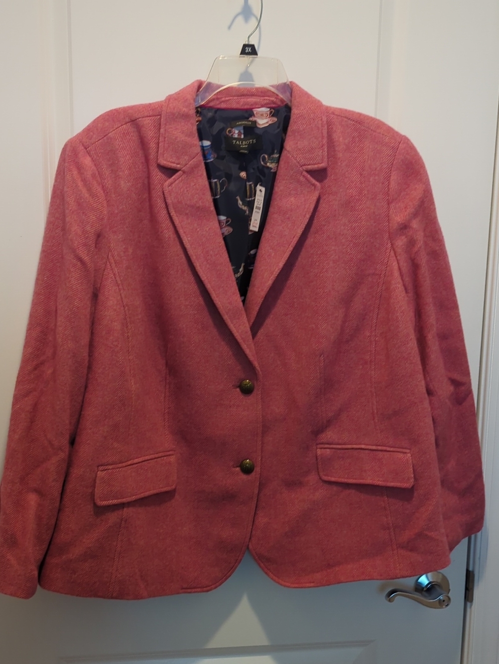 NWT Talbots Aberdeen Pink Herringbone Women's Blazer Size 24w